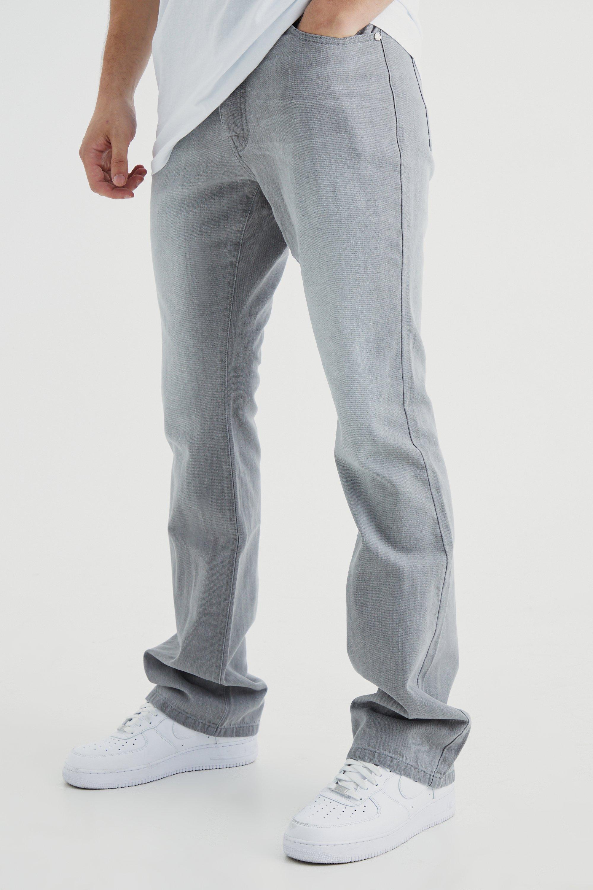 Mens Grey Tall Slim Rigid Flare Jean, Grey